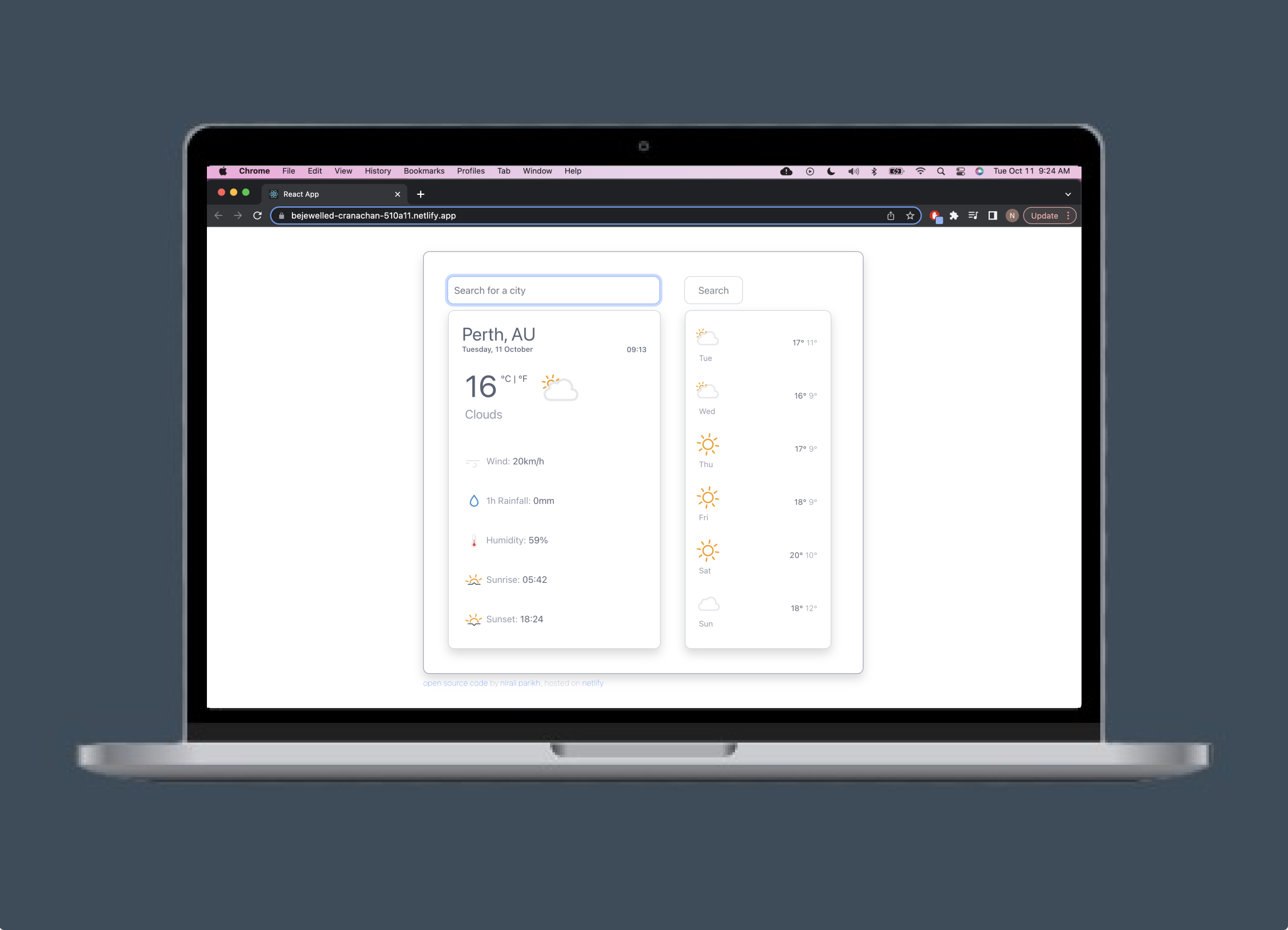Weater app screenshot